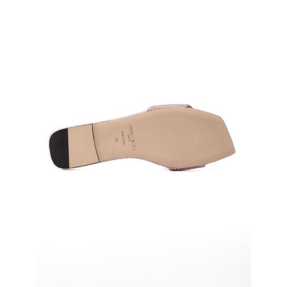 Jimmy Choo Pink Satin Crystal Clovis Women's Flat - Picture 4 of 4